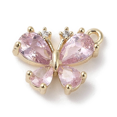 Brass Micro Pave Cubic Zirconia Charms KK-G491-28G-03-1