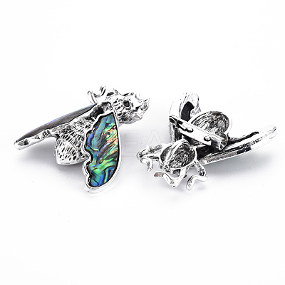 Natural Paua Shell Cicada Brooch PALLOY-Q438-005A-RS-1