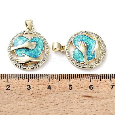 Rack Plating Brass Micro Pave Clear Cubic Zirconia Pendants KK-C041-06H-G-1