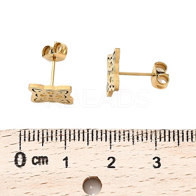 304 Stainless Steel Stud Earrings EJEW-M098-01A-G-1