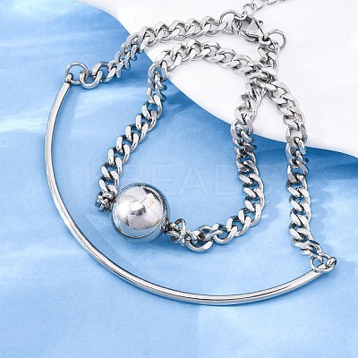 304 Stainless Steel Curb Chain Wrap Bracelets for Women BJEW-A036-12P-1