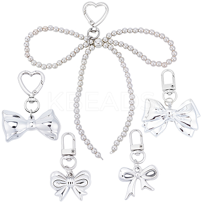 5Pcs 5 Styles Plastic Bowknot Pendant Decorations KEYC-BBC0001-14-1