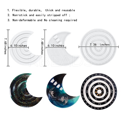 3 Pcs Moon Perpetual Calenda Silicone Mold DIY-SZC0002-01-1