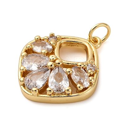 Brass Micro Pave Cubic Zirconia Pendants KK-P308-69G-1