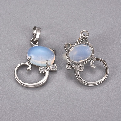 Opalite Kitten Pendants G-L512-R21-1
