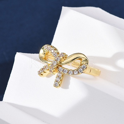 Brass Micro Pave Clear Cubic Zirconia Finger Rings for Women RJEW-U047-06G-1