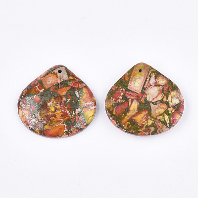 Synthetic Gold Line Regalite/Imperial Jasper/Sea Sediment Jasper Pendants G-S329-042D-1