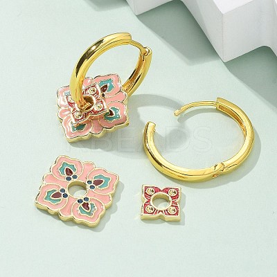 Brass Rhombus Hoop Earrings EJEW-R016-13G-03-1