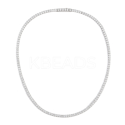 925 Sterling Silver Pave Crystal Cubic Zirconia Tennis Necklaces for Women NJEW-C096-01B-P02-1