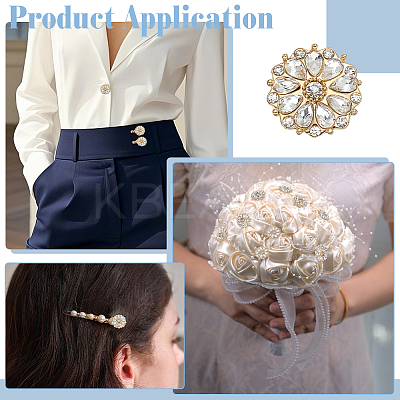 6Pcs Alloy Rhinestone Buttons BUTT-FG0001-58C-1
