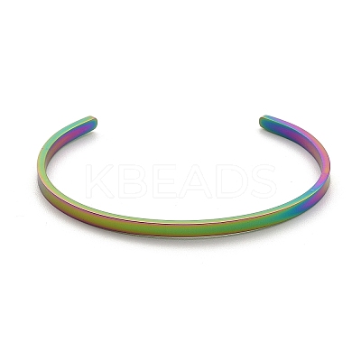 Ion Plating(IP) 304 Stainless Steel Cuff Bangles for Women BJEW-K173-02MC-1