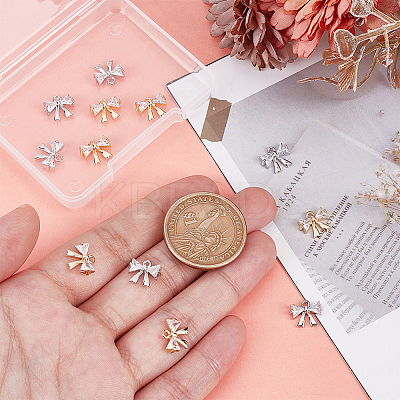 12Pcs 2 Colors Rack Plating Brass Micro Pave Cubic Zirconia Pendants KK-HY0003-89-1