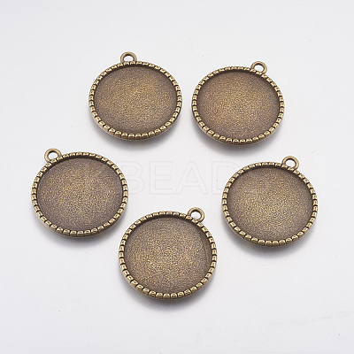 Flat Round Tibetan Style Pendant Cabochon Settings LS-TIBEP-K020kg-06AB-NR-1