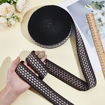 10 Yards Polyester Jacquard Ribbon OCOR-WH0101-187B-1