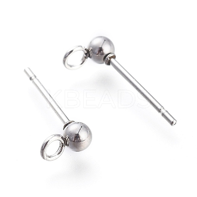 Non-Tarnish 304 Stainless Steel Ball Stud Earring Findings STAS-M274-009-P-1