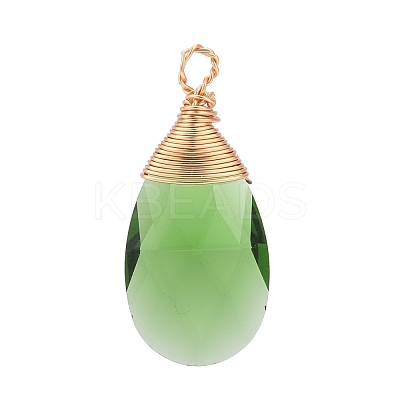 Faceted Glass Pendants PALLOY-JF00739-1