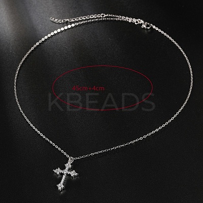 Cubic Zirconia Cross Pendant Necklace LS-ZV5438-2-1