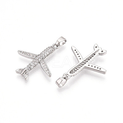 Brass Micro Pave Cubic Zirconia Pendants KK-T070-83P-1