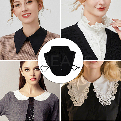 2Pcs 2 Colors Detachable Polyester Shirt Women False Collar AJEW-CY0001-44-1