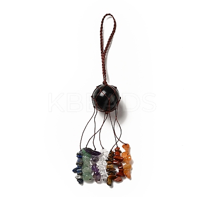 Natural & Synthetic Gemstone Round Pendant Decorations G-G997-A-1