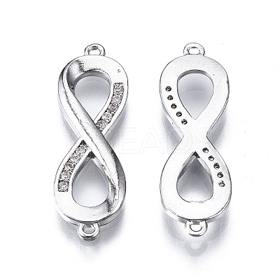 Brass Micro Pave Clear Cubic Zirconia Link Connectors ZIRC-S069-038P-1