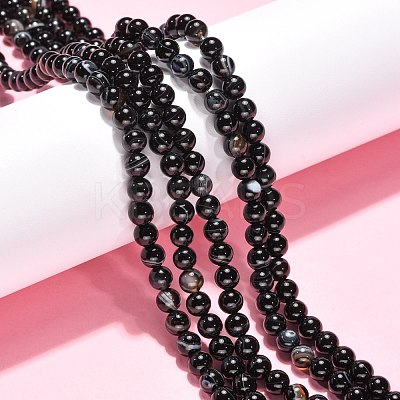 Natural Black Agate Beads Strands X-G-G391-6mm-01-1
