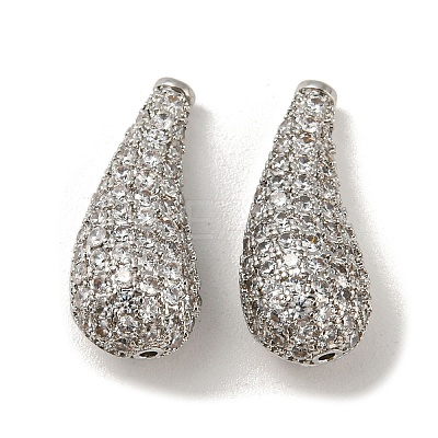 Brass Micro Pave Cubic Zirconia Beads KK-R152-23P-1