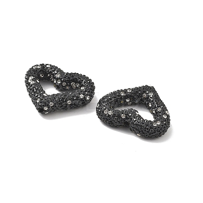 Heart Shape Polymer Clay Rhinestone Beads CLAY-NH0001-09B-05-1