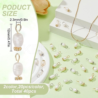 40Pcs 2 Colors Natural Cultured Freshwater Pearl Potato Charms PALLOY-HY00044-1