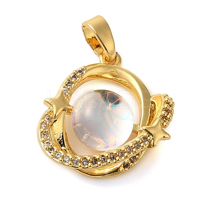 Brass Micro Pave Cubic Pendants KK-M099-03G-1