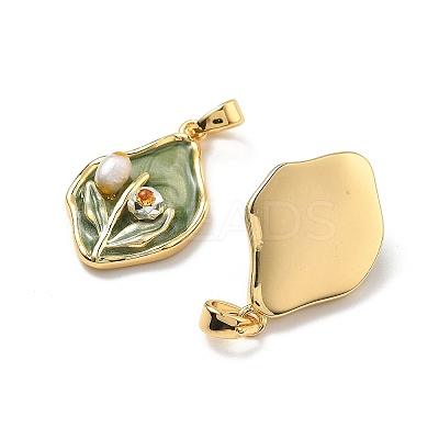 Brass Enamel Pendants KK-B129-25G-01-1