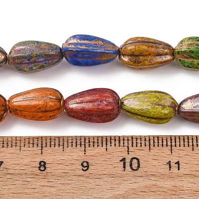 Painted Glass Beads Strands X-GLAA-B037-06-1
