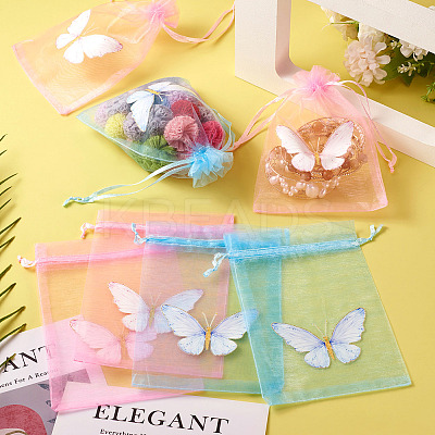 20Pcs 2 Colors Organza Drawstring Bags OP-TA0001-11-1