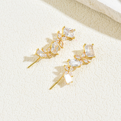 Brass Micro Pave Cubic Zirconia Stud Earrings for Women CY3944-1