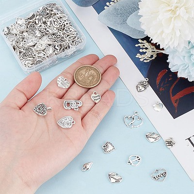 150Pcs 15 Styles Tibetan Style Alloy Charms FIND-AR0004-94-1
