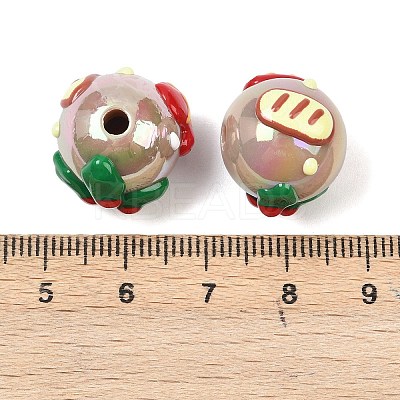 Christmas UV Plating Opaque Acrylic Beads OACR-H057-01B-1