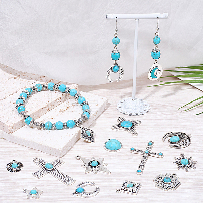 30Pcs 15 Styles Synthetic Turquoise Pendants FIND-BM0001-29-1