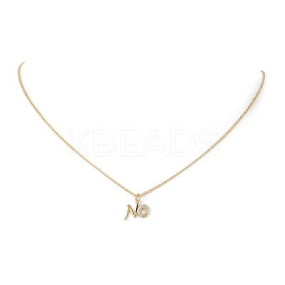 Clear Cubic Zirconia Word No Pendant Necklace NJEW-JN04330-02-1