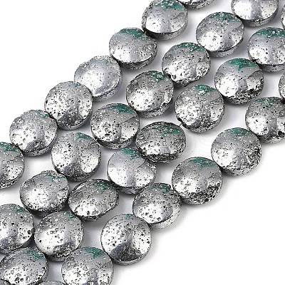 Electroplated Natural Lava Rock Beads Strands G-K388-01G-1