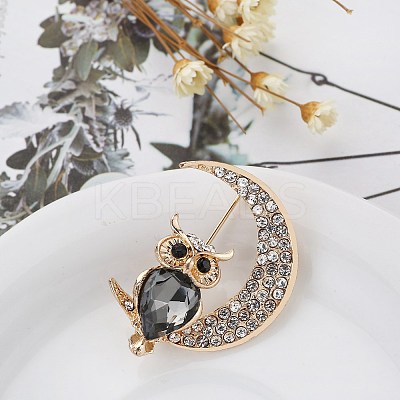 Golden Alloy Rhinestone Brooches LS-PW-WG50426-01-1