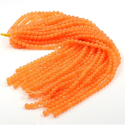 Dyed Natural White Jade Round Bead Strands X-G-J268-8mm-05-1