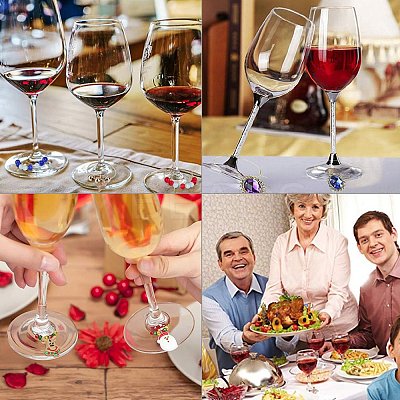 Brass Wine Glass Charm Rings KK-PH0035-15-1