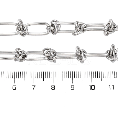 304 Stainless Steel Oval Knot Link Chain Necklaces for Women Men NJEW-P321-02P-1