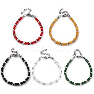 304 Stainless Steel Beaded Bracelets for Women BJEW-M056-04P-1