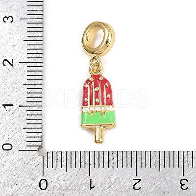 Brass Red Enamel European Dangle Charms KK-N271-38G-1
