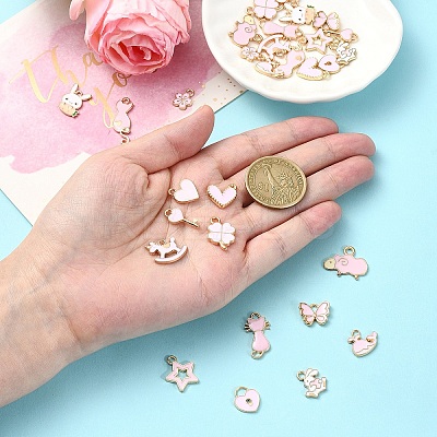 30Pcs 15 Styles Alloy Enamel Pendants ENAM-YW0004-25-1