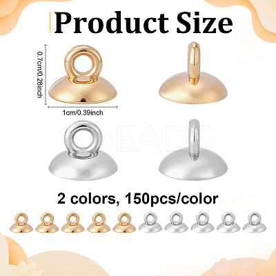 300Pcs 2 Colors Plastic Bead Cap Pendant Bails KY-ME0003-10-1