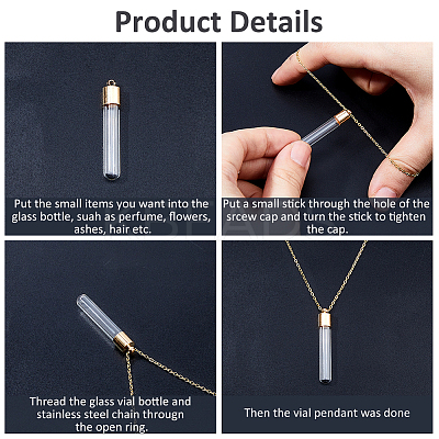 DIY 304 Stainless Steel & Glass Bottle Pendant Necklace Making Kits DIY-HS0001-51G-1