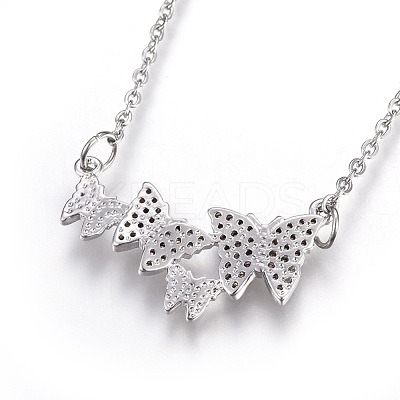 Brass Micro Pave Cubic Zirconia Pendant Necklaces NJEW-O108-12P-1