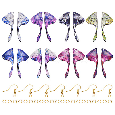 DIY Brass & Epoxy Resin Butterfly Wing Dangle Earring Jewelry Kits DIY-TA0010-65A-1